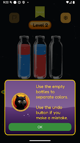Bottle Sort Ultra showing coloured bottles being sorted
